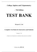 Test Bank for College Algebra and Trigonometry&comma; 7th edition by Margaret L&period; Lial&comma; All Chapters Covered