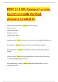 PSYC 241 SFU Comprehensive Questions with Verified Answers Graded A&plus;
