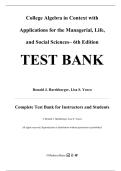 Test Bank For College Algebra in Context with Applications for the Managerial, Life, and Social Sciences 6th Edition by Ronald J. Harshbarger, Lisa S. Yocco, All Chapters