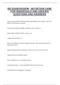 RD EXAM REVIEW - NUTRITION CARE FOR INDIVIDUALS AND GROUPS QUESTIONS AND CORRECT ANSWERS