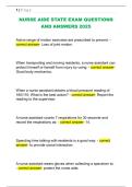 NURSE AIDE STATE EXAM QUESTIONS  AND ANSWERS 20252026