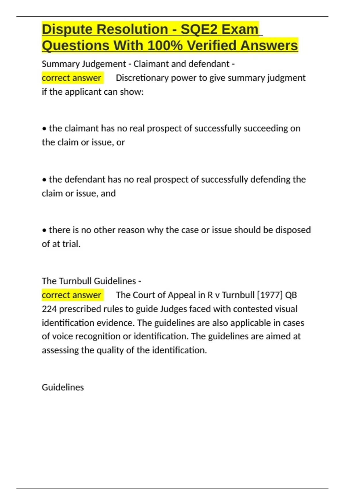 Dispute Resolution - SQE2 Exam Questions With 100- Verified Answers ...