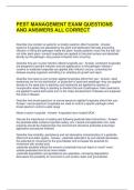PEST MANAGEMENT EXAM QUESTIONS AND ANSWERS ALL CORRECT 