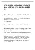 HFHS CRITICAL CARE ACTUAL EXAM PAPER 2026 QUESTIONS WITH ANSWERS GRADED A&plus;