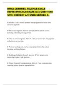 HFMA CERTIFIED REVENUE CYCLE REPRESENTATIVE EXAM 2026 QUESTIONS WITH CORRECT ANSWERS GRADED A&plus;