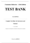 Test Bank For Consumer Behavior 12th Edition By Leon Schiffman&comma; Chapters 1-16