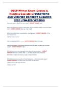 OECP Written Exam &lpar;Cranes & Hoisting Operators&rpar; QUESTIONS AND VERIFIED CORRECT ANSWERS 2026 UPDATED VERSION