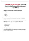 Oncology Certification Exams Questions And Verified Answers With Rationales LATEST 2026