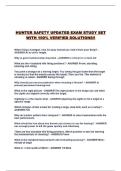 HUNTER SAFETY UPDATED EXAM STUDY SET WITH 100&percnt; VERIFIED SOLUTIONS&excl;&excl;