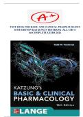 TEST BANK FOR BASIC AND CLINICAL PHARMACOLOGY 16TH EDITION KATZUNG&rsquo;S COMPLETE GUIDE