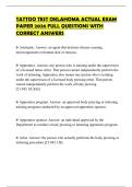 TATTOO TEST OKLAHOMA ACTUAL EXAM PAPER 2026 FULL QUESTIONS WITH CORRECT ANSWERS