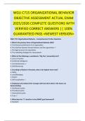 WGU C715 ORGANIZATIONAL BEHAVIOR  OBJECTIVE ASSESSMENT ACTUAL EXAM  2025&sol;2026 COMPLETE QUESTIONS WITH  VERIFIED CORRECT ANSWERS &vert;&vert; 100&percnt;  GUARANTEED PASS <NEWEST VERSION> 