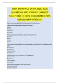 EFDA ENTRANCE EXAM 2025&sol;2026  QUESTIONS AND VERIFIED CORRECT  SOLUTIONS &vert;&vert; 100&percnt; GUARANTEED PASS  <BRAND NEW VERSION>