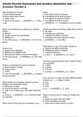 Alaska Alcohol Awareness test practice Questions and Answers Graded A