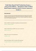 Utah State Board Nail Technician Exam 1 &ndash;  2025&sol;2026 Edition &ndash; Questions with Verified  Real Exam Content & 100&percnt; Correct Answers &vert;  Grade A
