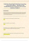 Utah State Board Nail Technician Exam Prep &ndash; 2025&sol;2026 Edition &ndash; Questions with  Verified Real Exam Content & 100&percnt; Correct  Answers &vert; Grade A 