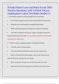 Florida Dental Laws and Rules Exam 2026  Practice Questions with Verified Answer  Explanations Latest Test Bank Graded A&plus;