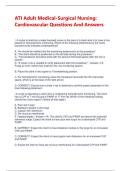 ATI Adult Medical-Surgical Nursing&colon; Cardiovascular Questions And Answers