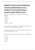 NUR651 Final Exam Study EXAM fully solved & updated &lpar;latest version verified for accuracy&rpar; &lpar;Questions &plus; Answers&rpar; Solved 100&percnt; Correct&excl;&excl;