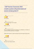- CLEP American Government 2025 complete questions &lpar;frequently tested&rpar; and answers&vert; already graded A&plus;           