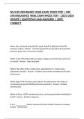 NM LIFE INSURANCE FINAL EXAM MOCK TEST &vert; NM LIFE INSURANCE FINAL EXAM MOCK TEST &vert; 2025&sol;2026 UPDATE &vert; QUESTIONS AND ANSWERS &vert; 100&percnt; CORRECT