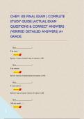 CHEM 103 FINAL EXAM &vert; COMPLETE STUDY GUIDE &vert;ACTUAL EXAM QUESTIONS & CORRECT ANSWERS &lpar;VERIFIED DETAILED ANSWERS&rpar; A&plus; GRADE&period;       