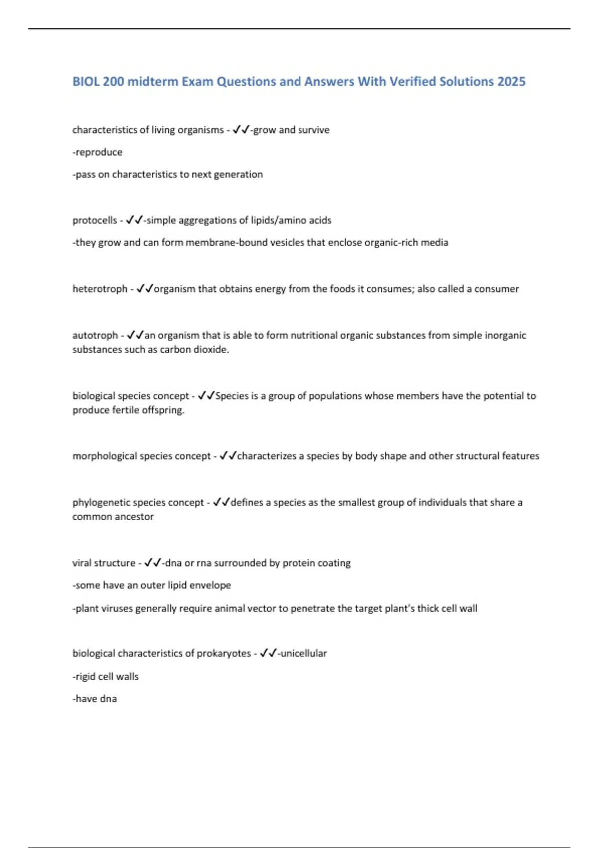 BIOL 200 Midterm Exam Questions and Answers With Verified Solutions ...