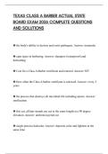 TEXAS CLASS A BARBER ACTUAL STATE BOARD EXAM 2026 COMPLETE QUESTIONS AND SOLUTIONS