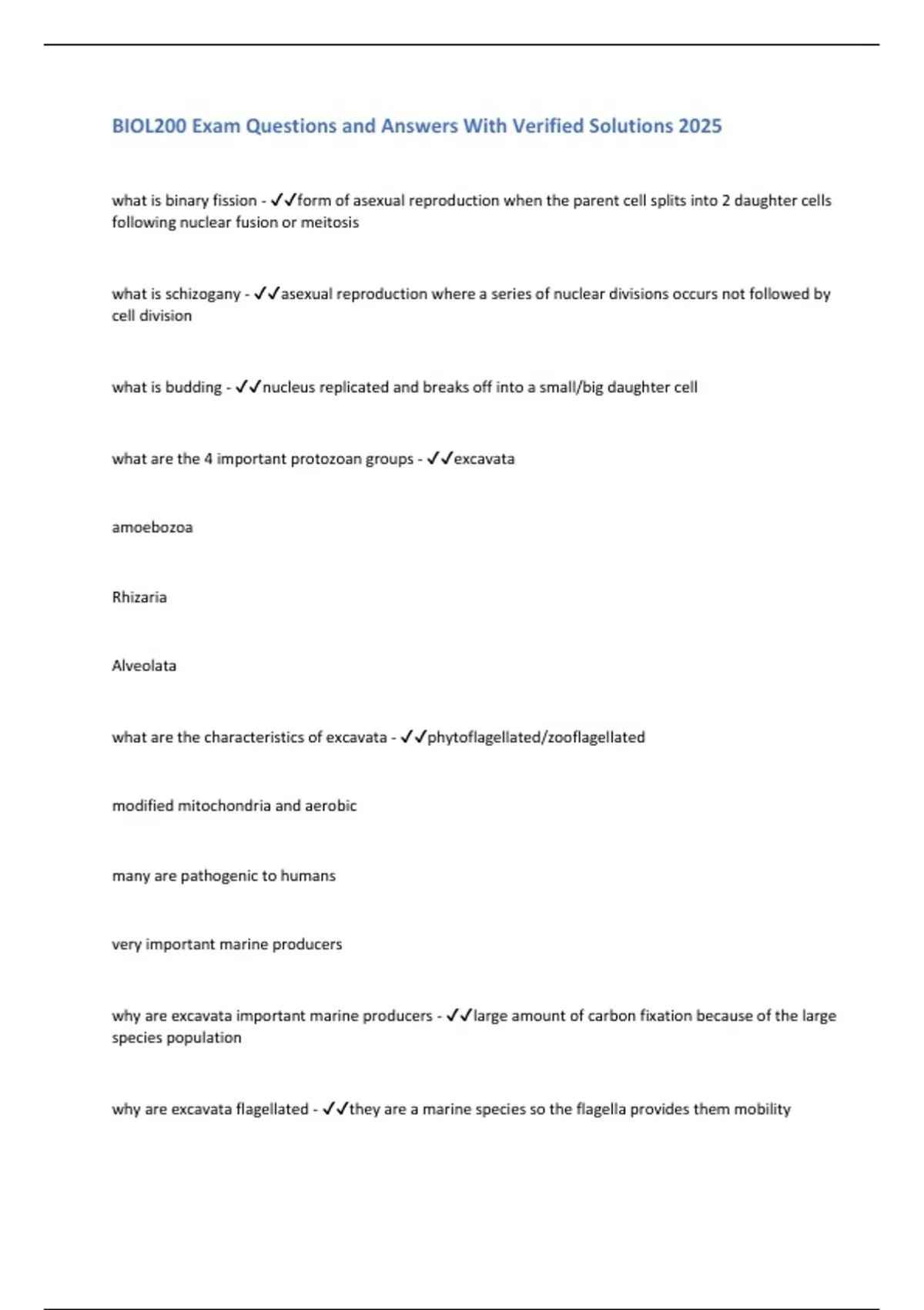 BIOL 200 Exam Questions and Answers With Verified Solutions 2025/2026 ...