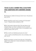 TEXAS CLASS A BARBER FINAL EXAM PAPER 2026 QUESTIONS WITH ANSWERS GRADED A&plus;