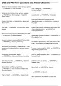 CNS and PNS Test Questions and Answers Rated A