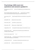  Psychology 1000 exam test questions and answers graded A&plus;