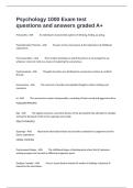  Psychology 1000 Exam test questions and answers graded A&plus;