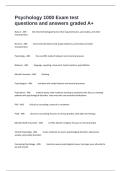 Psychology 1000 Exam test questions and answers graded A&plus;