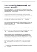  Psychology 1000 Exam test quiz and answers graded A&plus;