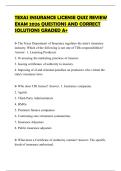 TEXAS INSURANCE LICENSE QUIZ REVIEW EXAM 2026 QUESTIONS AND CORRECT SOLUTIONS GRADED A&plus;