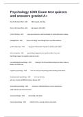  Psychology 1000 Exam test quizzes and answers graded A&plus;