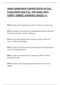 IAHSS SUPERVISOR CERTIFICATION ACTUAL EXAM PAPER 2026 FULL TEST BANK WITH EXPERT VERIFIED ANSWERS GRADED A&plus;