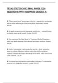 TEXAS STATE BOARD FINAL PAPER 2026 QUESTIONS WITH ANSWERS GRADED A&plus;