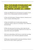 TEXAS STATE BOARD PSYCHOLOGISTS ACT FINAL EXAM PAPER 2026 QUESTIONS AND VERIFIED ANSWERS 100&percnt; CORRECT