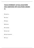 TEXAS VETERINARY ACTUAL EXAM PAPER 2026 QUESTIONS WITH SOLUTIONS GRADED A&plus;