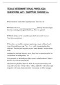 TEXAS VETERINARY FINAL PAPER 2026 QUESTIONS WITH ANSWERS GRADED A&plus;