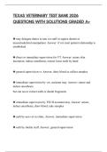 TEXAS VETERINARY TEST BANK 2026 QUESTIONS WITH SOLUTIONS GRADED A&plus;
