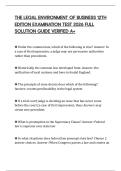 THE LEGAL ENVIRONMENT OF BUSINESS 12TH EDITION EXAMINATION TEST 2026 FULL SOLUTION GUIDE VERIFIED A&plus;