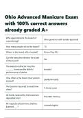 Ohio Advanced Manicure Exam with 100- correct answers already graded A&plus;&period;