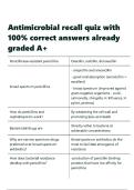 Antimicrobial recall quiz with 100- correct answers already graded A&plus;&period;