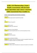 NURS 350 &ndash; Pharmacology Exam 3 &lpar;Health Assessment&rpar; &ndash; Revised Exam Questions & Correct Answers &ndash; Complete A&plus; Exam Material