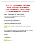 NURS 350 &ndash; Pharmacology Final Exam &lpar;Health Assessment&rpar; &ndash; Revised Exam Questions & Correct Answers &ndash; Complete A&plus; Exam Material