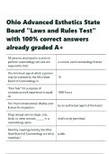 Ohio Advanced Esthetics State Board Laws and Rules Test with 100- correct answers already graded A&plus;