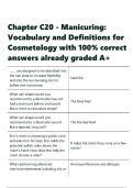Chapter C20 - Manicuring Vocabulary and Definitions for Cosmetology with 100- correct answers